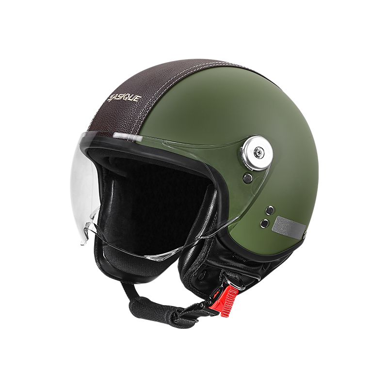 Vintage Open Face Retro Helmet - Vintage 3/4 open face motorhelm van