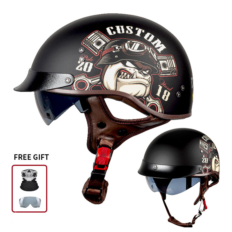 Vintage Open Face Retro Helmet - Vintage halfopen motorhelm met aangepaste print