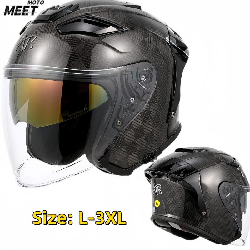 Carbon Fiber Lightweight Motorcycle Helmet - Motorhelm met volledige gezichtsbedekking, dubbele lens