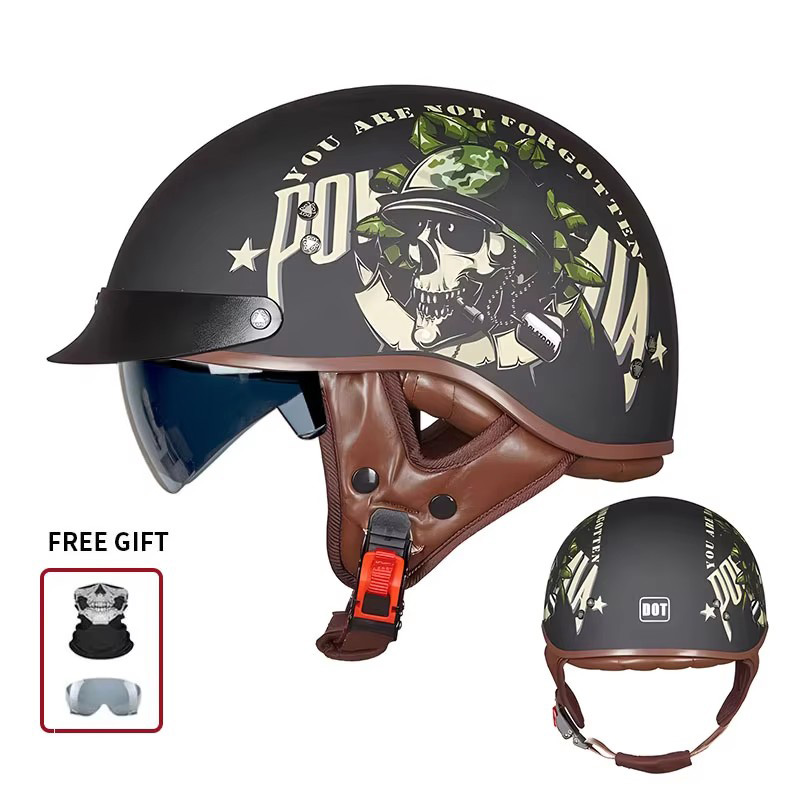 Vintage halfopen motorhelm met - Vintage Open Face Retro Helmet recensie en prijs
